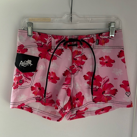 PELAGIC - women’s shorts - pink hibiscus print. Size Small. - Picture 1 of 2
